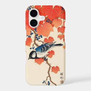 Vintage Japanese Jay Bird and Autumn Grapevine