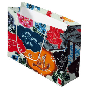Vintage Japanese Kimono Textile (Bingata) Large Gift Bag