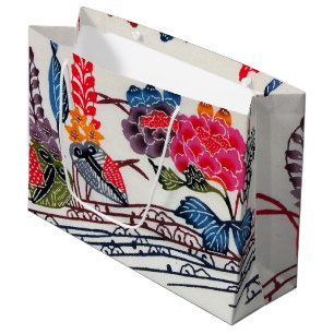 Vintage Japanese Kimono Textile (Bingata) Large Gift Bag