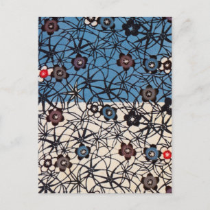 Vintage Japanese Kimono Textile (Bingata) Postcard