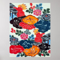 Vintage Japanese Kimono Textile (Bingata)