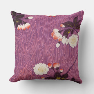 Vintage Japanese Kimono Textile, Cherry Blossoms Cushion