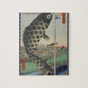 Vintage Japanese Koi Festival Flags Jigsaw Puzzle