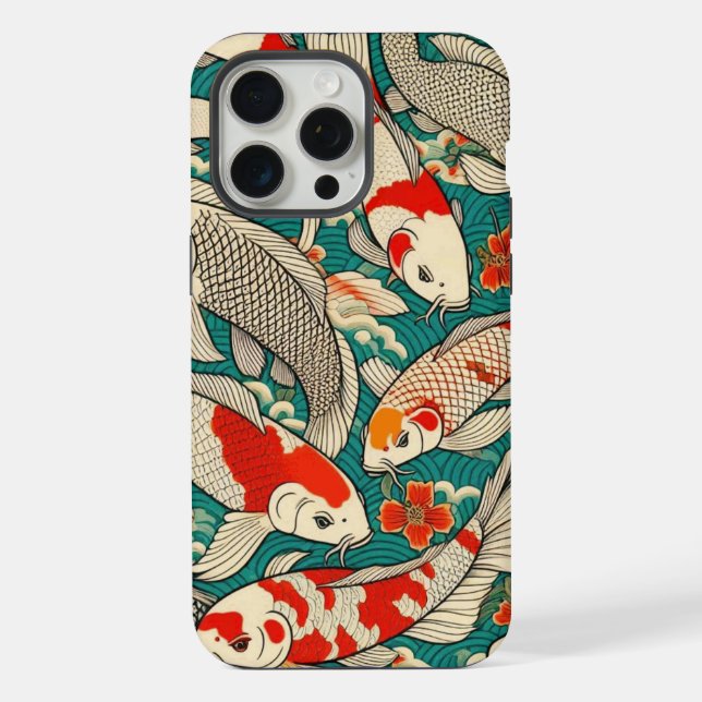 Vintage Japanese Koi Fish Pattern Painting iPhone Case (Back)