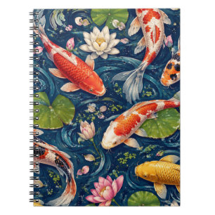 Vintage Japanese Koi Fish Pattern Painting Notebook