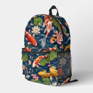 Vintage Japanese Koi Fish Pattern Painting Printed Backpack