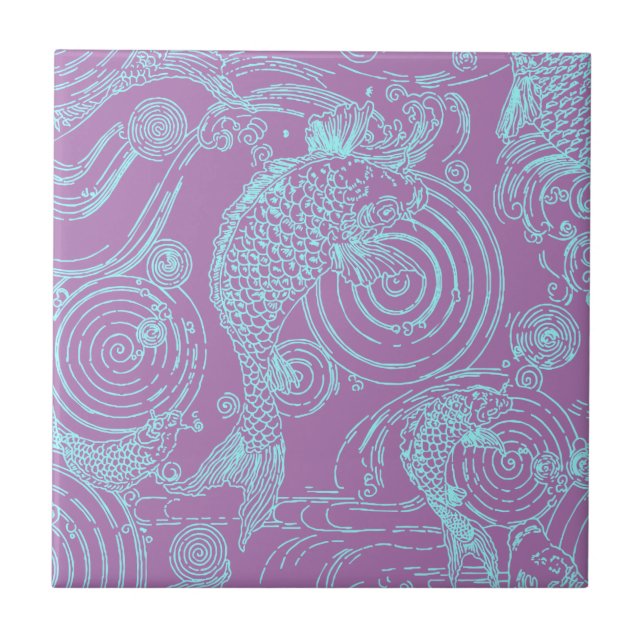 Vintage Japanese Koi Tile (Front)