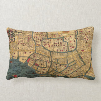 Vintage Japanese labelled map of Tokyo Lumbar Cushion