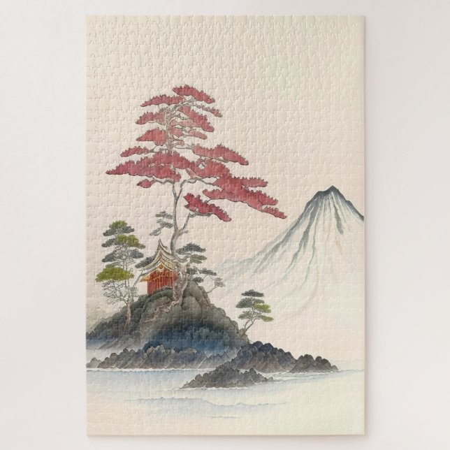 Vintage Japanese Landscape Art Print Jigsaw Puzzle (Vertical)