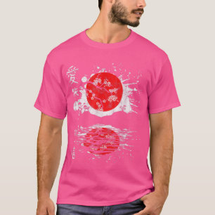 Vintage Japanese Landscape in Red and White Graphi T-Shirt