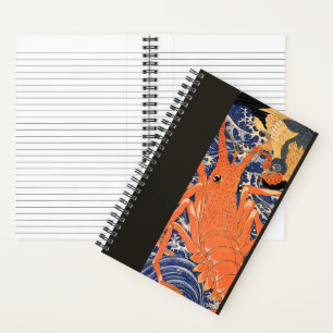 Vintage Japanese Lobster and Bird Notebook