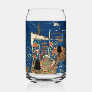 Vintage Japanese Lucky Treasure Ship G.A. Audsley Can Glass