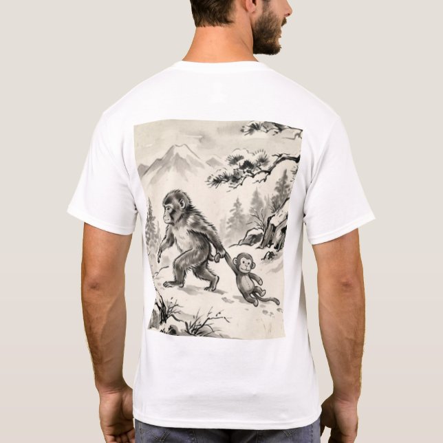 Vintage Japanese Macaque Monkey T-Shirt (Back)