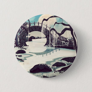 Vintage Japanese Meditation Garden 6 Cm Round Badge