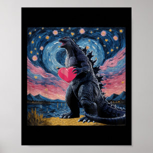 Vintage Japanese Monster Kaiju Valentines Heart St Poster