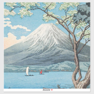 Vintage Japanese Mount Fuji and Lake Yamanaka Art