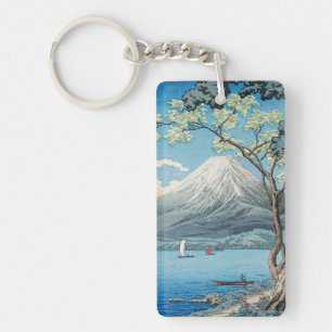 Vintage Japanese Mount Fuji and Lake Yamanaka Art Key Ring