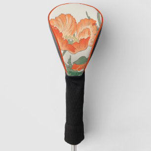 Vintage Japanese Orange Poppy Flower, Ohara Koson Golf Head Cover