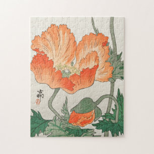 Vintage Japanese Orange Poppy Flower, Ohara Koson  Jigsaw Puzzle
