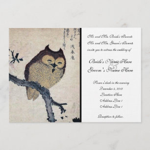 Vintage Japanese Owl Wedding Invitation