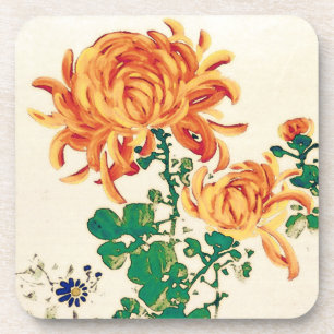 Vintage Japanese Painting of Chrysanthemums Coaster