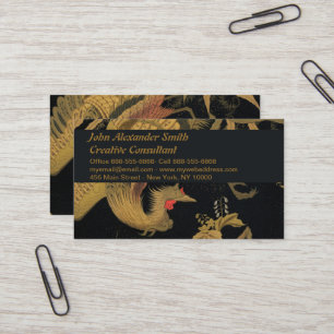 Vintage Japanese Phoenix Gold Black Bird Business Card