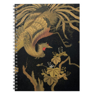 Vintage Japanese Phoenix Gold Black Bird Notebook