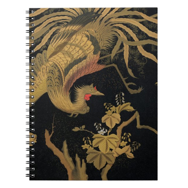 Vintage Japanese Phoenix Gold Black Bird Notebook (Front)