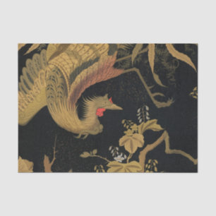 Vintage Japanese Phoenix Gold Black Bird Tissue Paper
