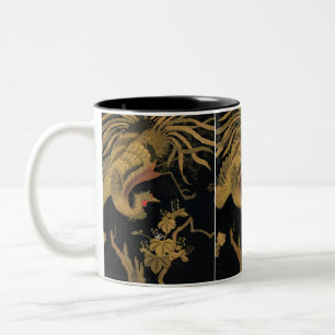 Vintage Japanese Phoenix Gold Black Bird Two-Tone Coffee Mug