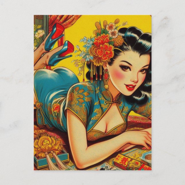 Vintage Japanese Pin Up Postcard (Front)