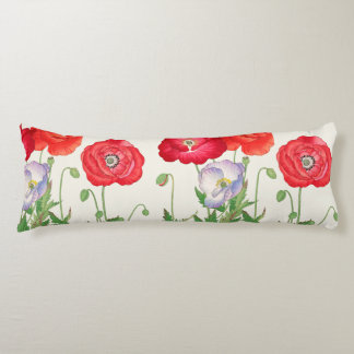 Vintage Japanese Poppy Botanical Art 1917 Body Cushion