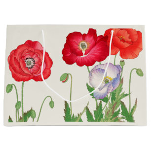 Vintage Japanese Poppy Botanical Art 1917 Large Gift Bag