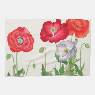 Vintage Japanese Poppy Botanical Art 1917 Tea Towel