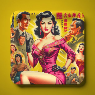 Vintage Japanese Pulp Woman Paper Plate