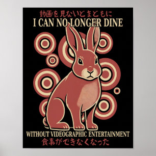 Vintage Japanese Rabbit Dining Video Meme Eclectic Poster