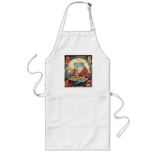 Vintage Japanese Ramen Frog Ukiyo-e Noodle Long Apron