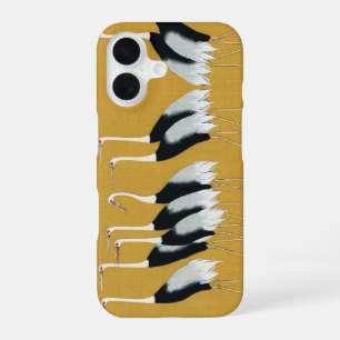 Vintage Japanese Red Crowned Crane Gold Art iPhone 16 Case