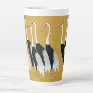 Vintage Japanese Red Crowned Crane Gold Art Latte Mug