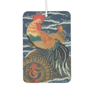Vintage Japanese Rooster Hen Dragon Art Car Air Freshener