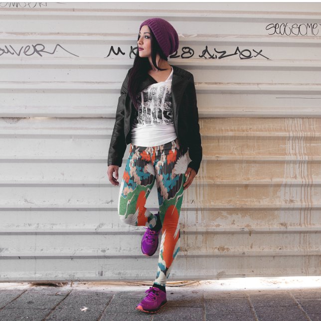 Vintage Japanese Sakura and Red Crowned Cranes Leggings (Creator Uploaded)