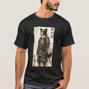 Vintage Japanese Samurai Border Collie Warrior Sum T-Shirt