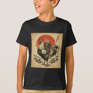 Vintage Japanese Samurai Capyra Rooster Chicken An T-Shirt