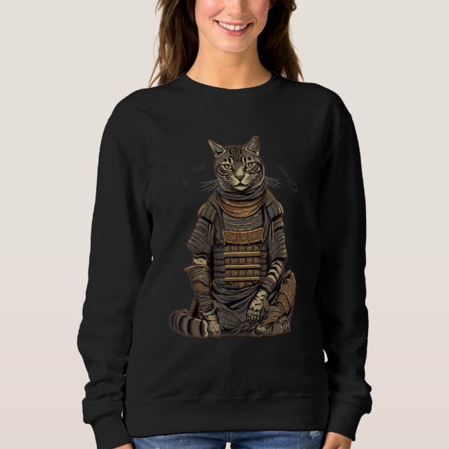 Vintage Japanese Samurai Egyptian Mau Cat Sweatshirt (Front)