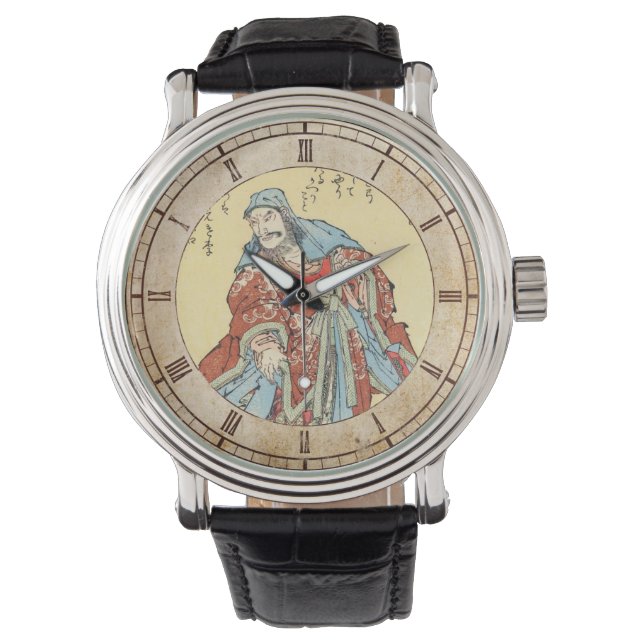 Vintage japanese samurai sketch tattoo Hokusai art Watch (Front)