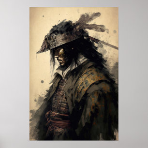 Vintage Japanese Samurai Warrior Art Print Poster