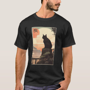 Vintage Japanese Scenery Kanji Writing Journey Bla T-Shirt