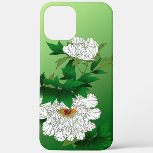 Vintage Japanese Sketch of Large White Peony iPhone 12 Pro Max Case