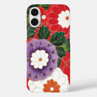 Vintage Japanese Textile - Red Dahlias