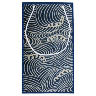 Vintage Japanese Textile, Wave Pattern Small Gift Bag
